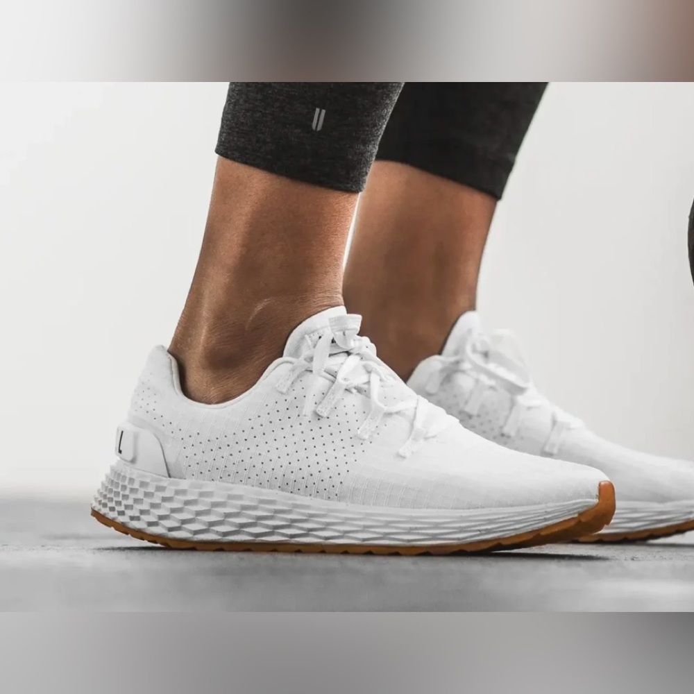 Women's Lightweight White Athletic Sneakers with Gum Sole
